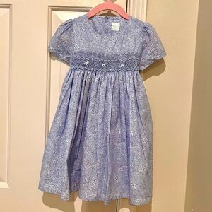 {Edgehill Collection} Blue & White Floral Smocked Dress - 2T